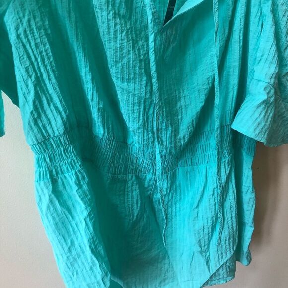 Lane Bryant Cold-Shoulder Smocked Waist Top - Picture 6 of 9